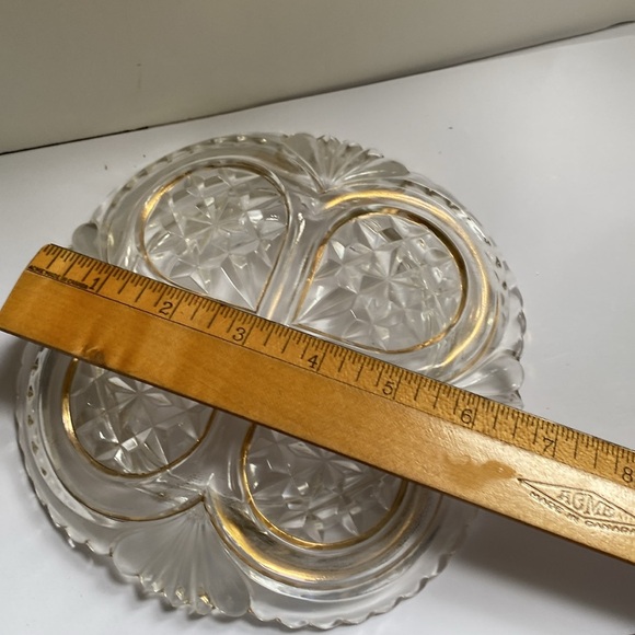 Vintage heavy cut glass covered fish. Gold gold trim - Picture 7 of 12